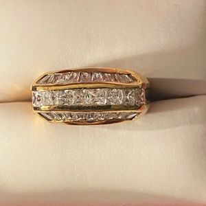 Triple Row Baguette Shape Anniversary Ring